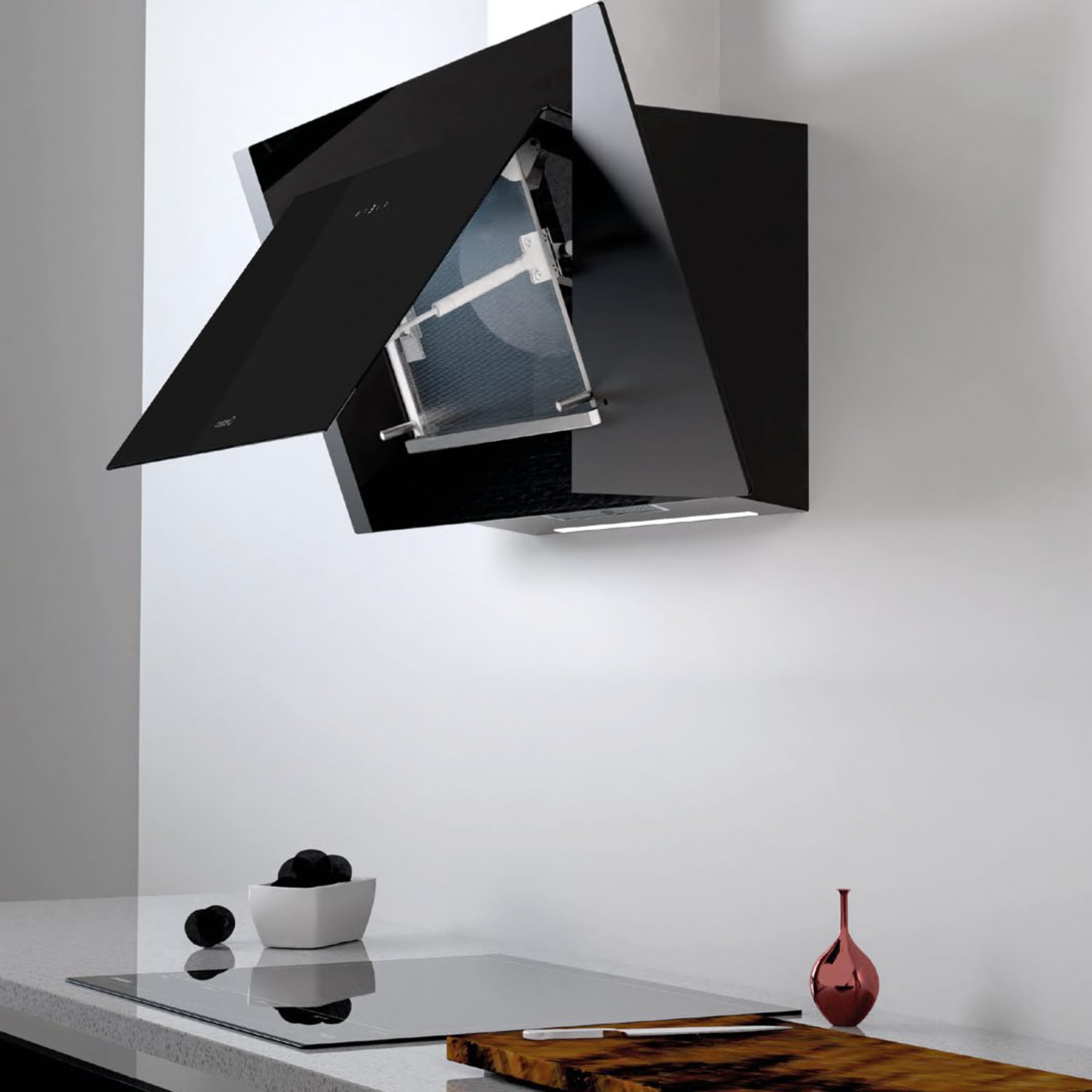 Cata Campana Extractora THALASSA PRO 900GBK/G Control Táctil Display Digital 6 Niveles Extracción Capacidad 842m3/h Motor Brushless Extra Silencioso LED Conectividad AUTO Fácil Instalación Color Negro