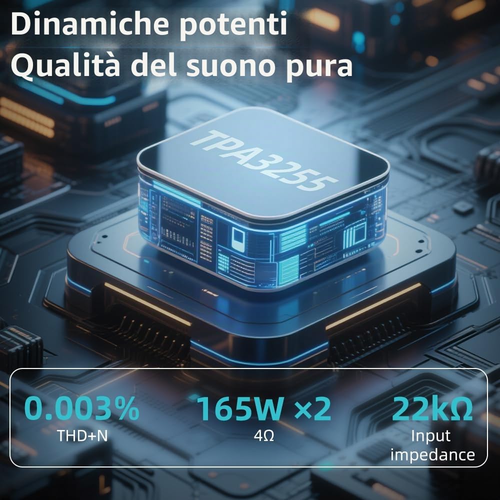 SMSL AL400 All-in-One Decoder HiFi Preamplificatore di potenza Phono TPA3255 e CS43141 MQA, MM e MC Cartuccia HDMI (eARC) per TV, Home Theater