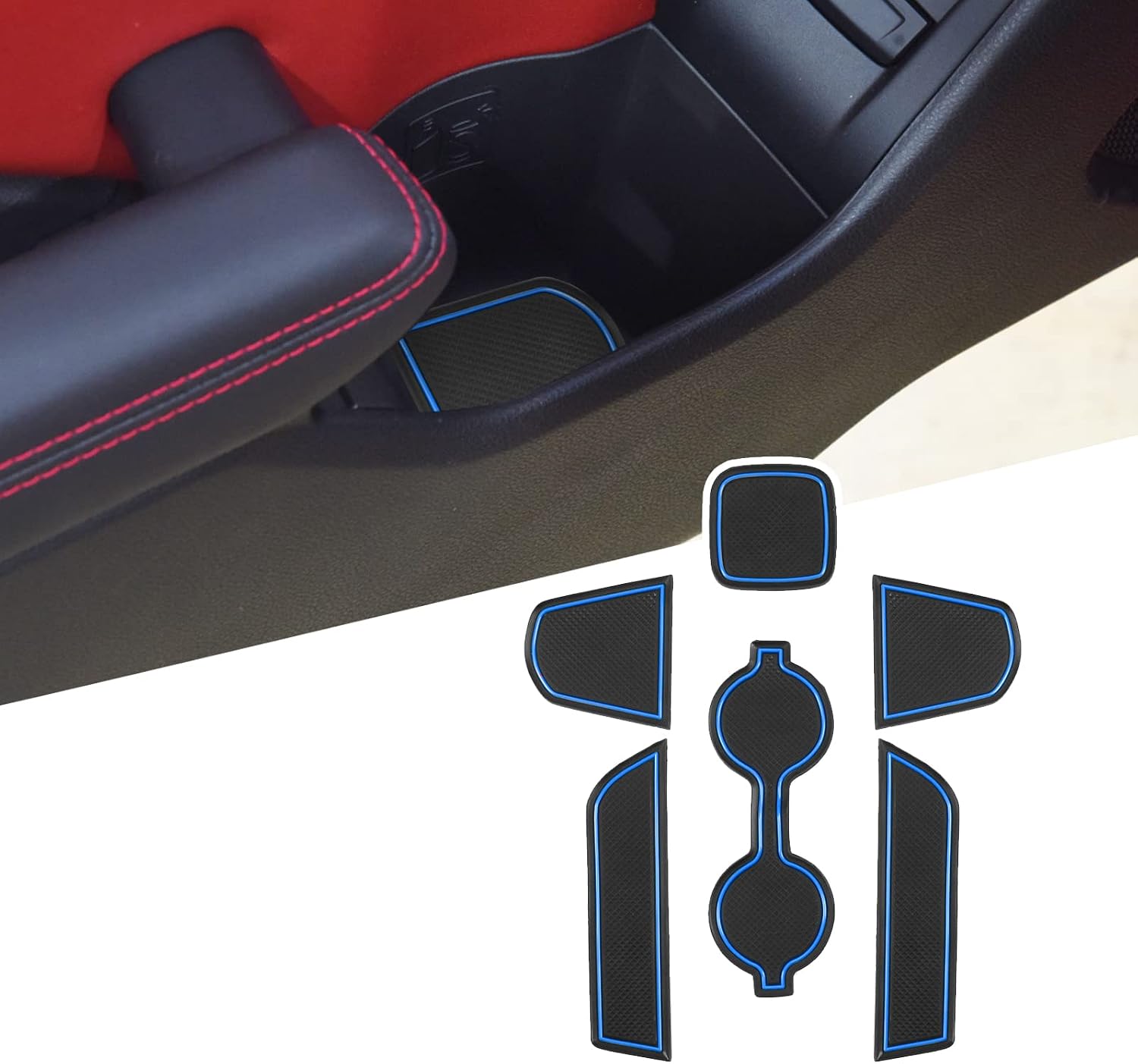 LFOTPP 2023 GR86 Car Door Slot Mat Accessories 2022 2023 Toyato GR86 ZN8 Gate Slot Mats Center Console Liners Mats Non-Slip Interior Trim Cup Holder Pads Mat 2022 GR86 Cushions Rubber Mat Blue