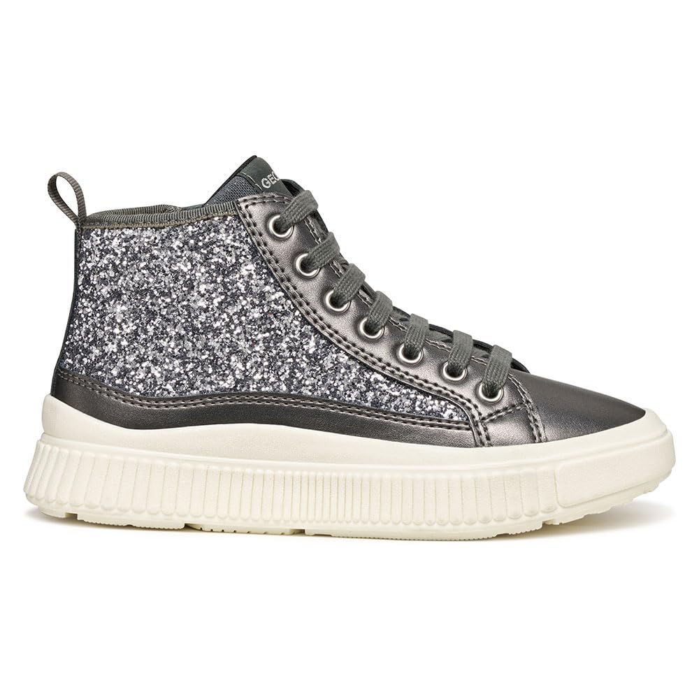 Geox J LAQUINNY Girl Sneaker, DK Silver, 12.5 UK