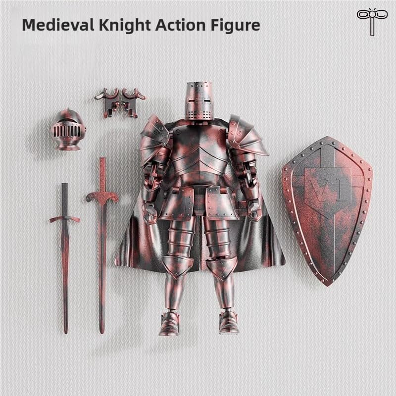 Figura De Acción Medieval Caballero Con Armadura – Articulada, Con Espada, Escudo Y Manos Intercambiables, Ideal Para Coleccionistas