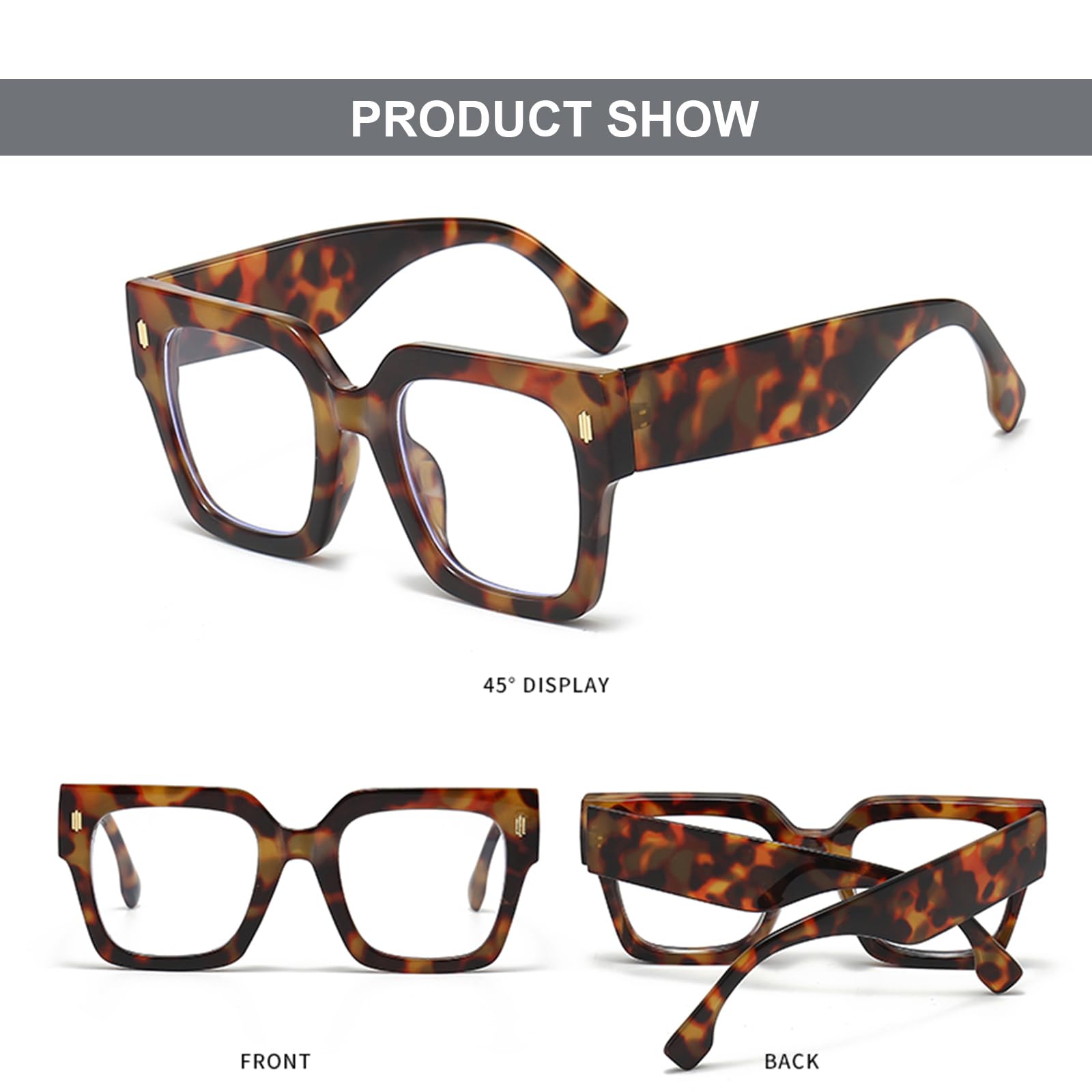 Mirkcittle Gafas de bloqueo de luz azul de gran tamaño para hombre y mujer, marco claro, cuadrado, antisobreesfuerzo, ordenador