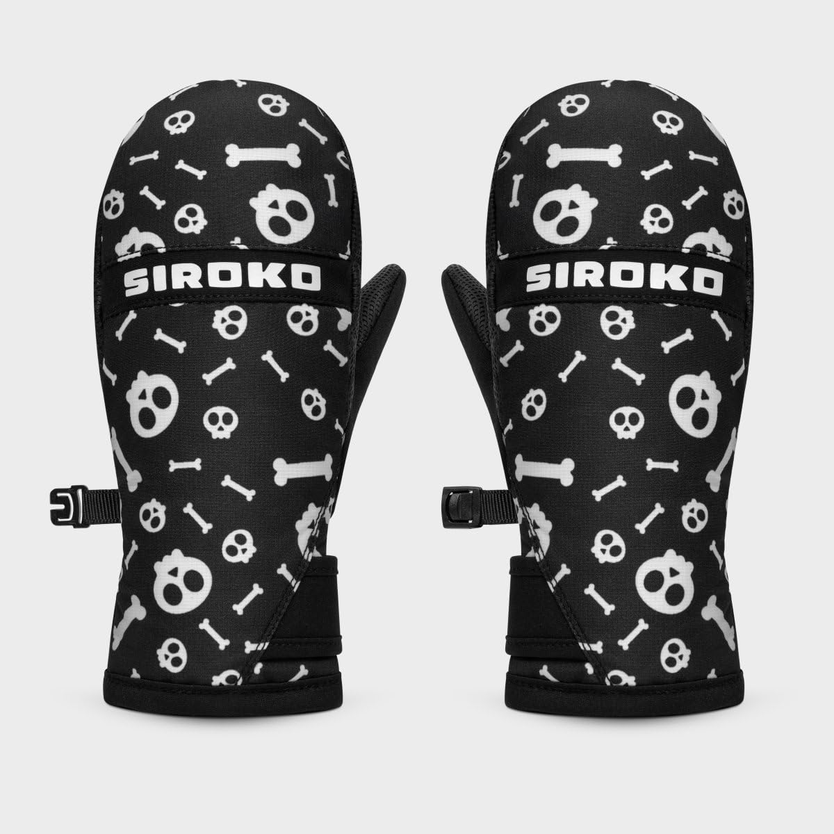 SIROKO Manoplas térmicas esquí niños esquí y Nieve Spook Negro