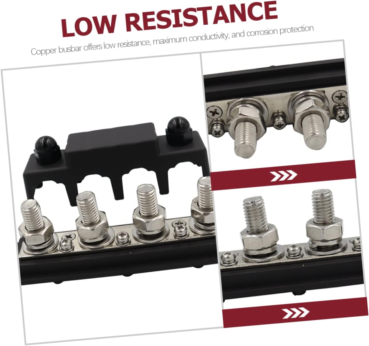 2pcs Amp Power Distribution Block Terminals Bus Bar Distribution Block Automotive Power Rails Cooper Bus Bar Bolts Dc