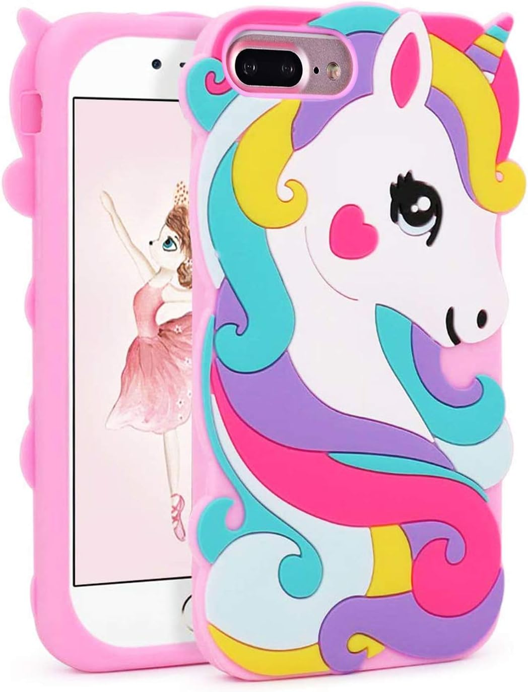 Amazon Com Jowhep Case For Iphone 6 Plus 6s Plus 7 Plus 8 Plus Silicone Carton Design Cute Cover Fashion Funny Kawaii 3d Skin Protective Accessories Shell Scratch Resistant Cases Girls Kids Women Pink Unicorn
