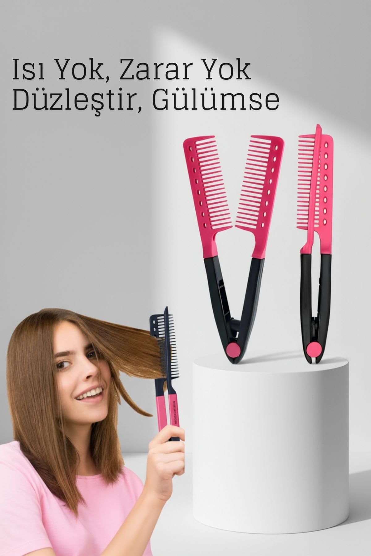 Transformacion Manuel V Tipi Keratin Saç Düzleştirici – Isısız, Taraklı Saç Maşası Pratik ve Taşınabilir 722360