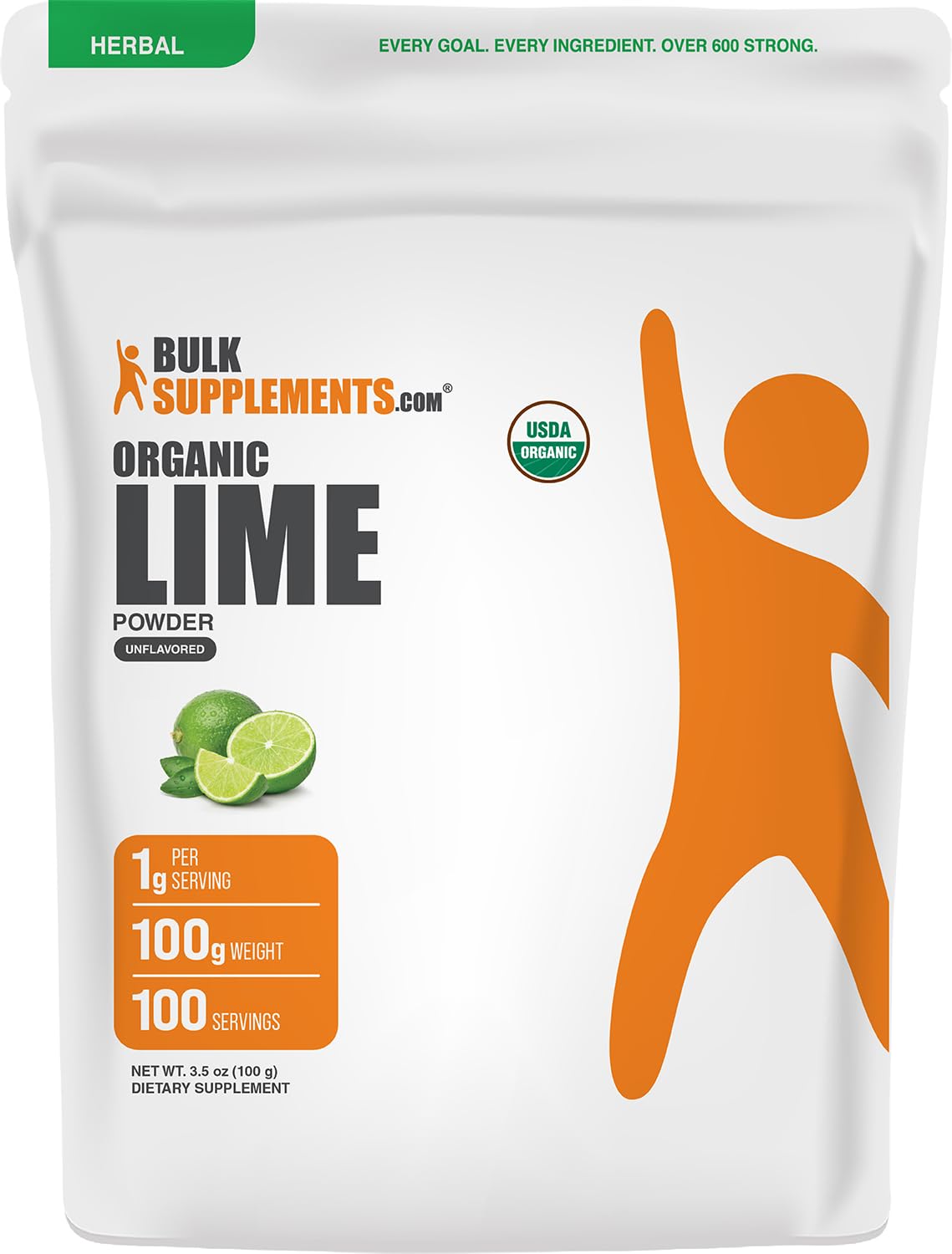 BulkSupplements.com Organic Lime Powder - Organic Lime Flavoring Powder, Sourced from Citrus Aurantifolia Fruit - Air Dried & Gluten Free, 1g per Serving, 100g (3.5 oz) (Pack of 1) 3.5 Ounce (Pack of 1)