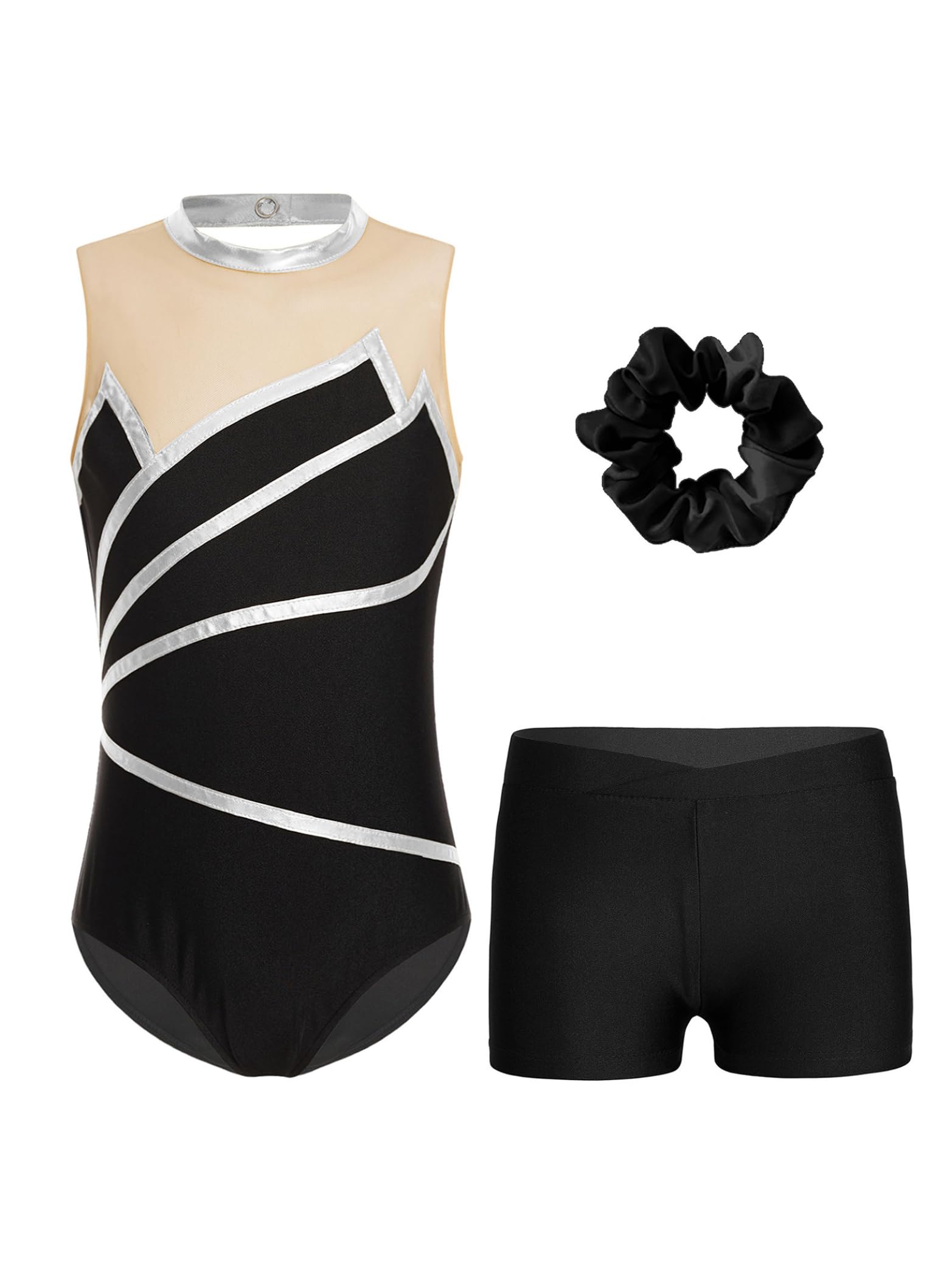 Juste Au Corps Gym Fille FEOYA Fille Justaucorps De Gymnastique Tenues Danse Manches Longues Enfant Costume Leotard Ballet Sans Manches Gym Danse Patinage Short Bande De Cheveux Blanc 1 6 Ans Justocorp