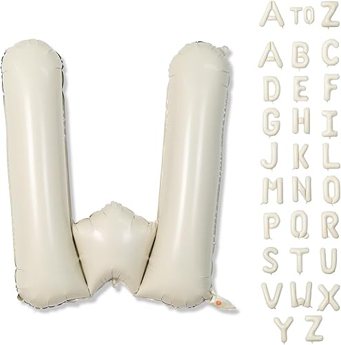 Miniatura 74 de Globos beige de 40 pulgadas con números grandes 3, globos de helio de dígito 3 de color blanco marfil autoinflables para terceras niñas, globos