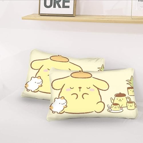 Miniatura 2 de Funda de edredón con estampado de pompompurina 3D, juego de edredón de dibujos animados para niños y niños, 1 funda de edredón de microfibra con 2