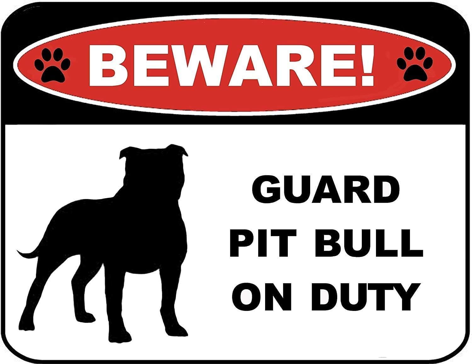 Beware Guard Pitbull Rust-Free Aluminum Warning Sign - Weather Resistant, Waterproof, Easy to Mount for Residential Gate, Farm, Factory Entrance, Indoor/Outdoor 8x12 inch