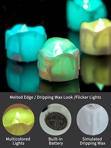 Miniatura 10 de Velas de té con temporizador, velas de té sin llama, funcionan con pilas, parpadeo blanco cálido, encendido automático 6 horas y apagado 18 horas