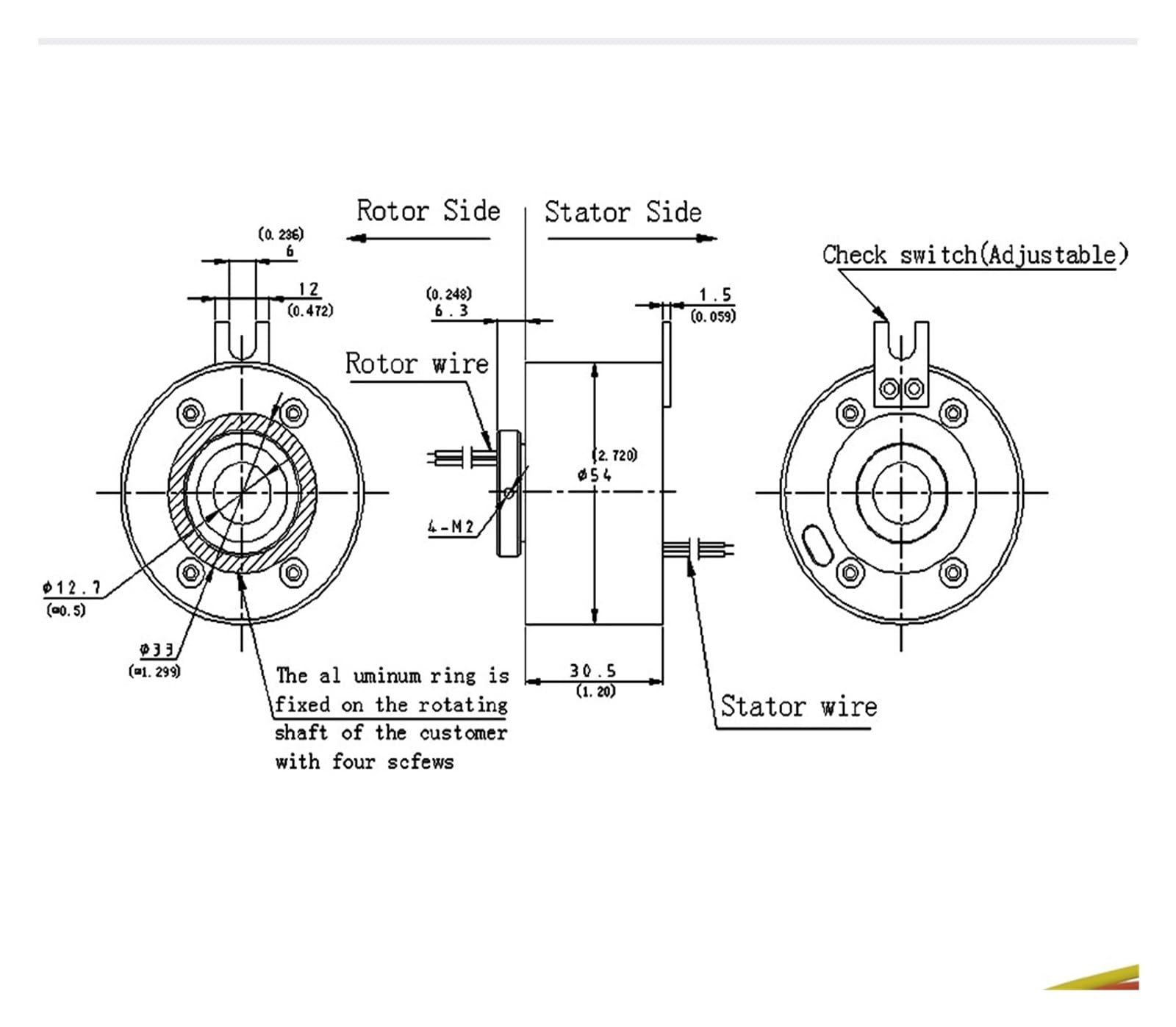 Anillo colector con orificio pasante, anillo de 12,7 mm, 6 vías, 10 A, eléctrico, conductor, 220 V