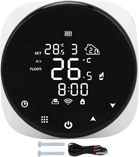 Smart Thermostat for Home App Control, Programmable Digital Thermostat 16A Temperature Controller for Water Electric Floor Heating Water Gas Boiler (AC90 to 240V)