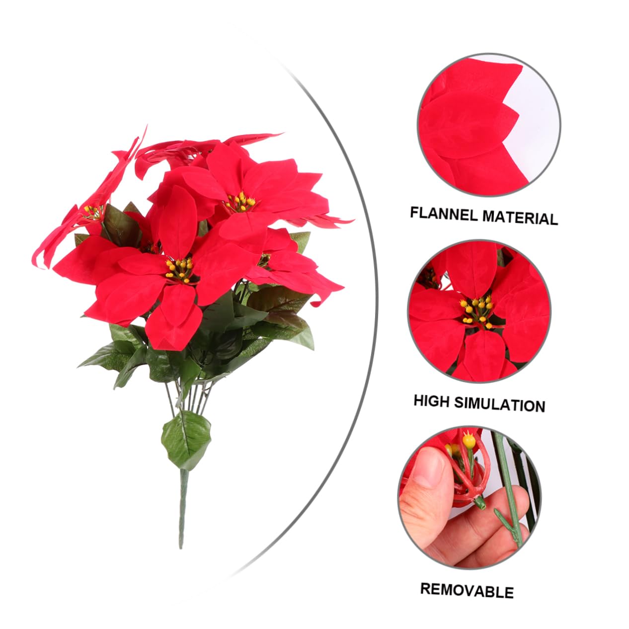 Cabilock 2 Piezas 1 Flor De Navidad Decoraciones Al Aire De La Natividad Decoraciones Navideñas para Exteriores Ramos De Novia Tallos De Poinsettia Falsos Rojo Franela Accesorios Boda