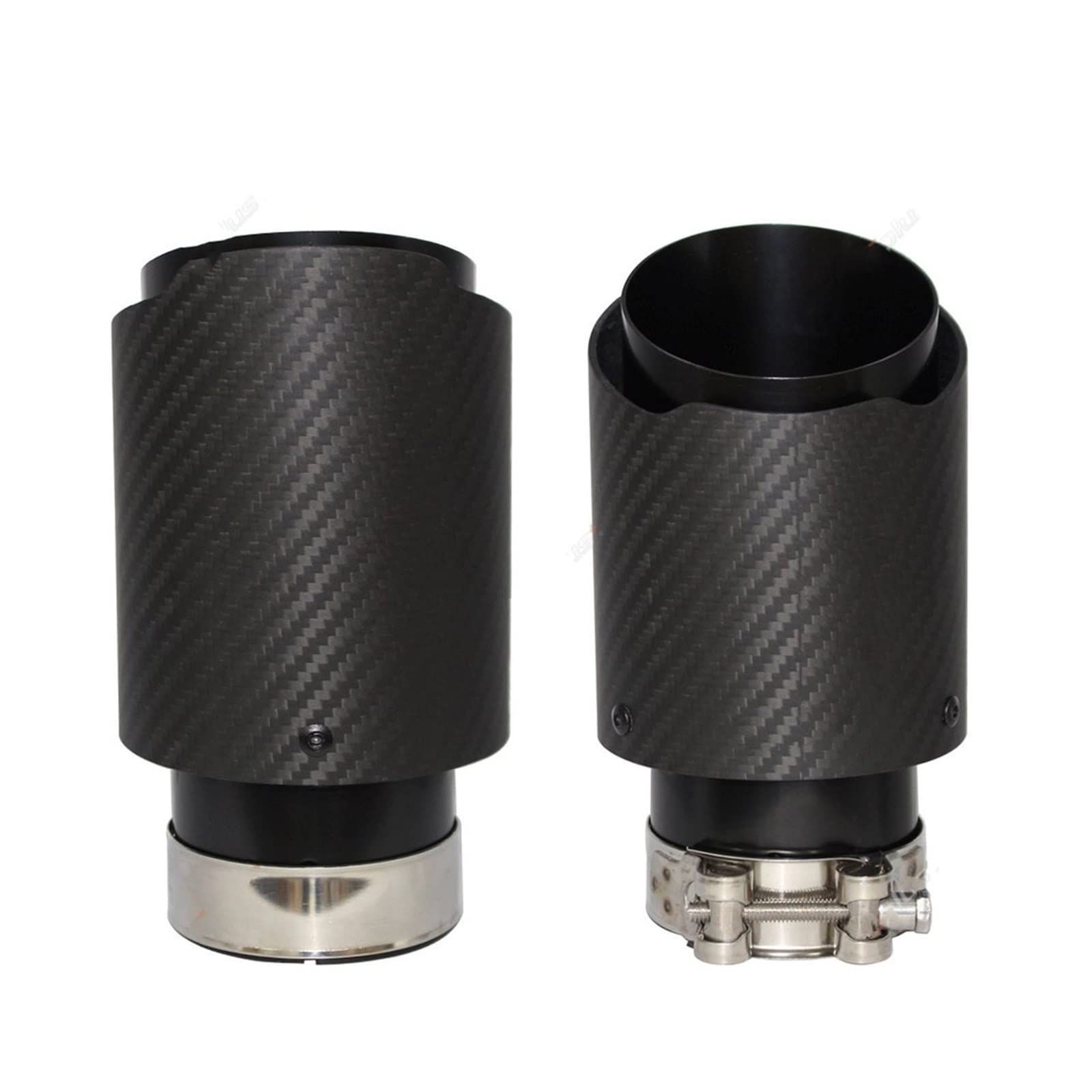 Uitlaatsierstuk Auto Glanzend Koolstofvezel Uitlaat Tip Uitlaatpijp Uitlaten Mondstuk Universeel Recht Roestvrij Zwart Auto Uitlaatpijp(51MM IN 114MM OUT