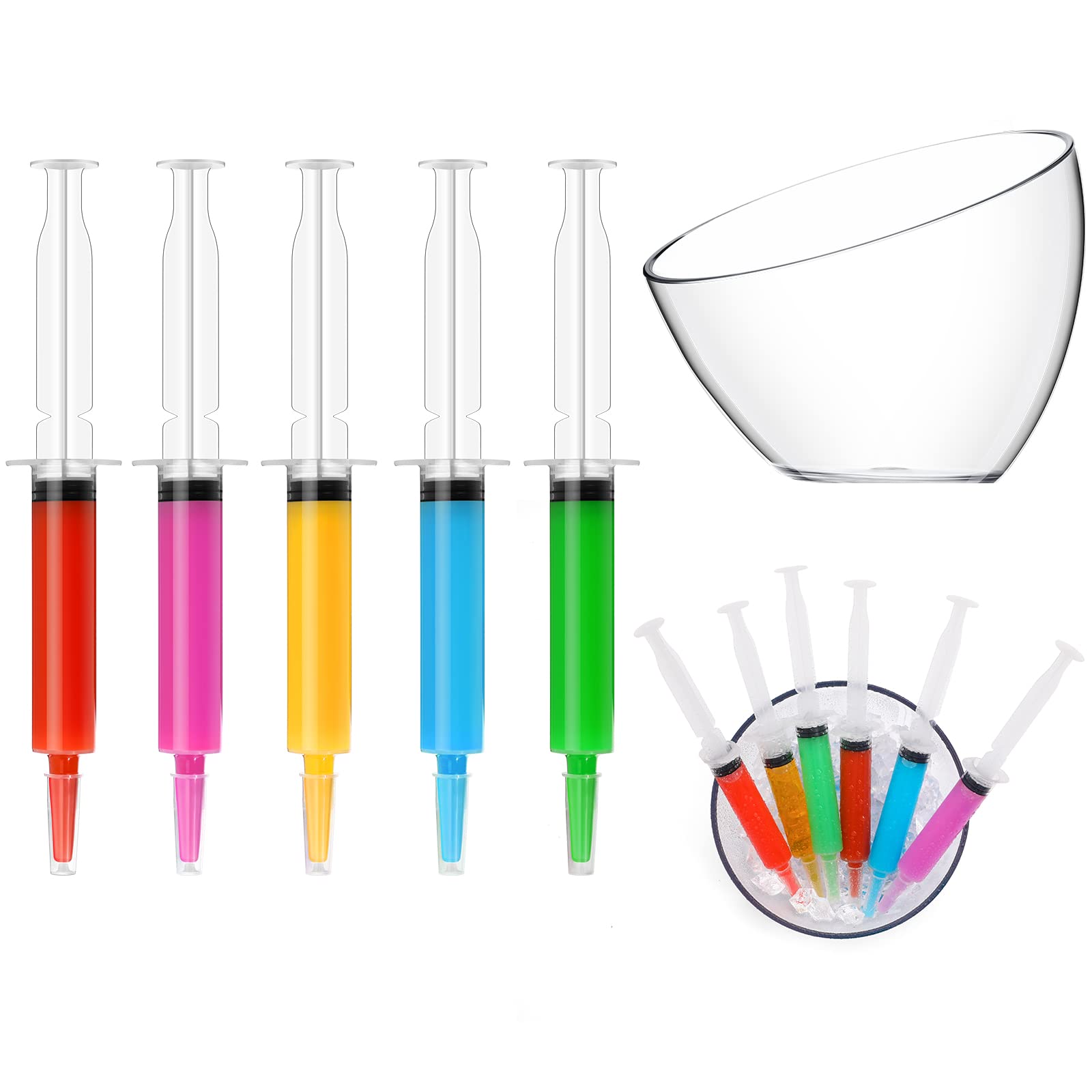 Photo 1 of 24 Pcs 10 ml Shot Syringes Plastic and 2 Pcs Cups Acrylic Party Liquid Shot Syringe for Parties Halloween Christmas Drinks Serving, 0.7 oz