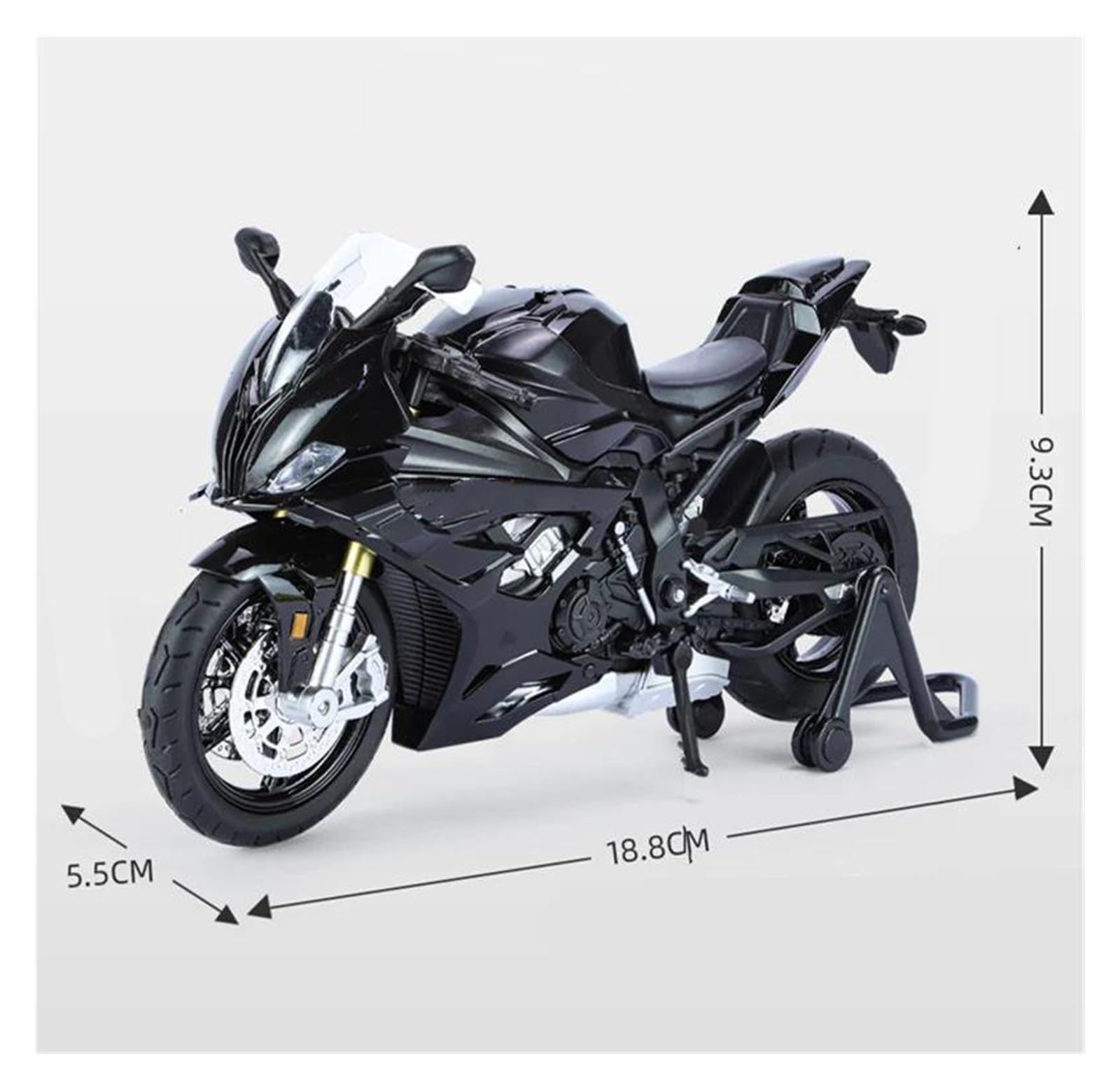 Modellino Moto Miniatura per BM&W S1000RR S 1000 RR Modello in Metallo Pressofuso per Motocicletta(Nero)