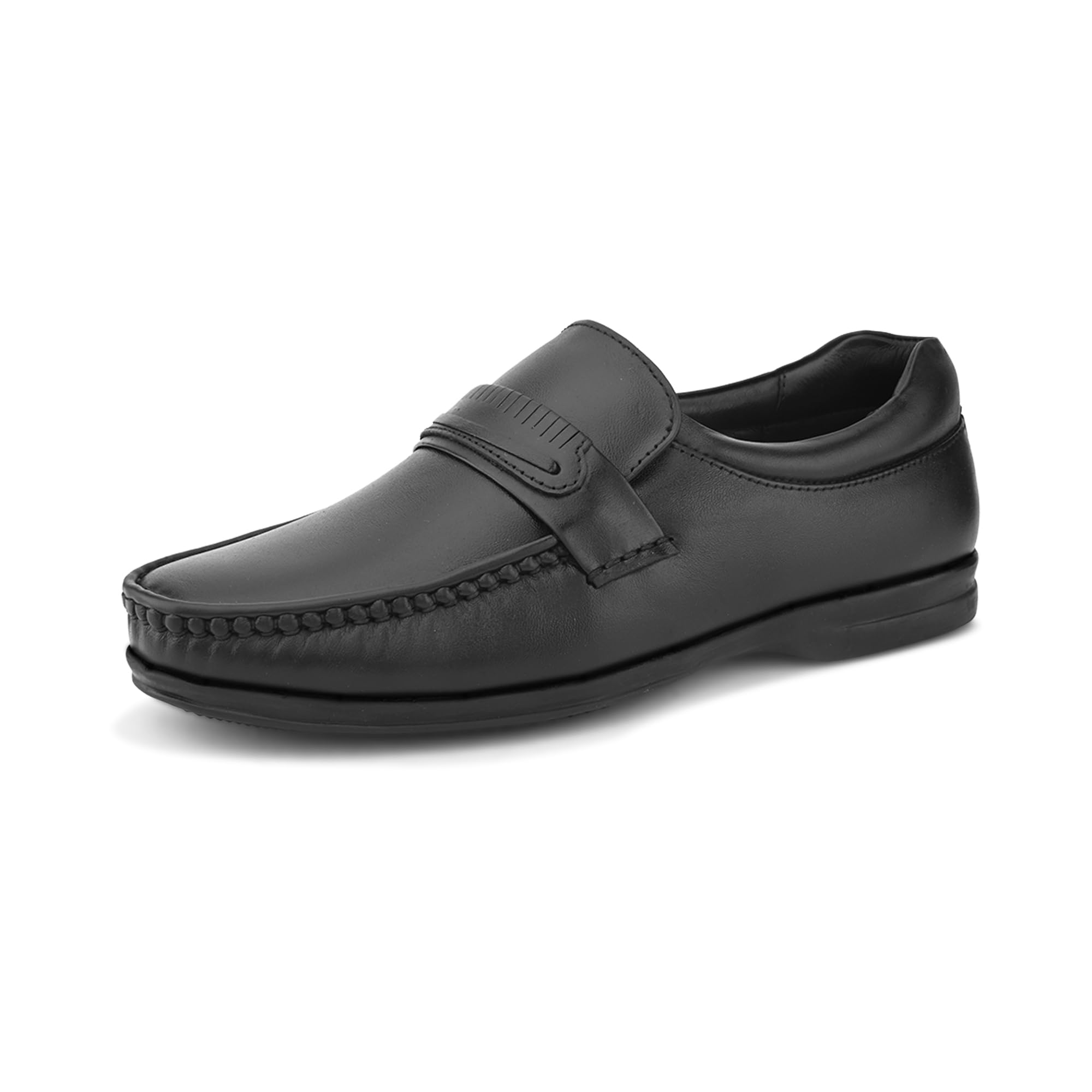 mens 4077 Blue Leather Men's Formal Shoes | Genuine Leather Upper with Cushioned Footbed | Sleek & Stylish Design for Office & Formal Wear Slip-On design | Durable Anti-Skid Sole-image-25