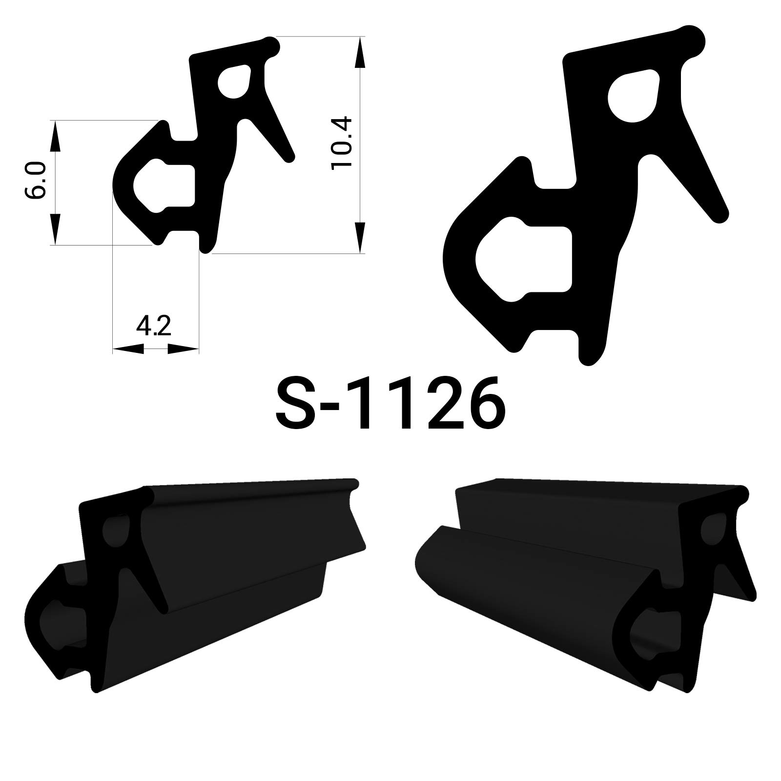 Fensterdichtung S-1126 schwarz 50m Gummidichtung Tür Balkon Dichtungsband Oberlicht Scheibe Luftzugstopper PVC Fenster Kunststofffensterdichtungen