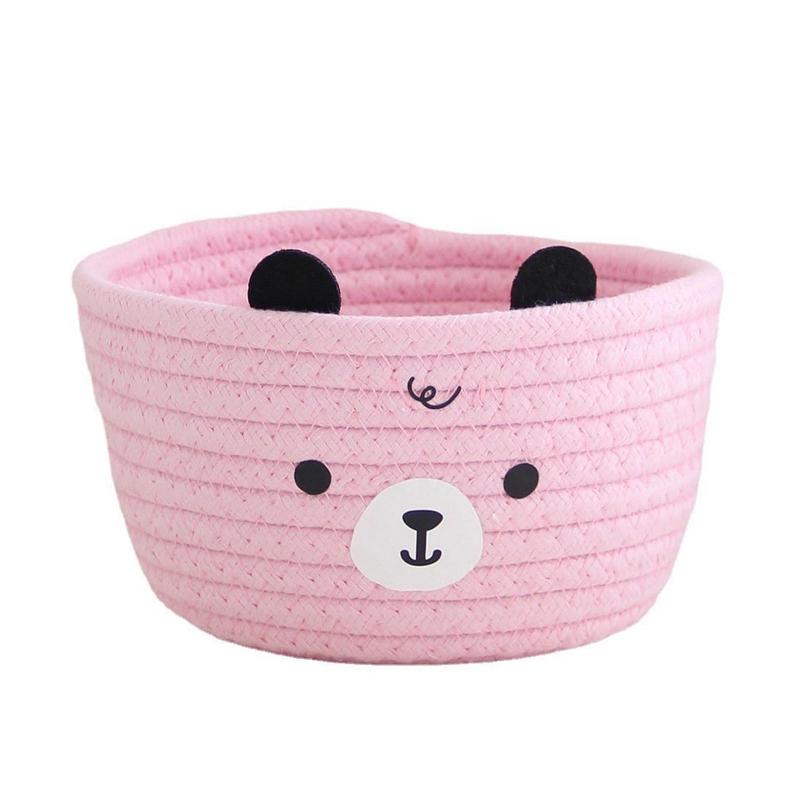 Uqezagpa Lovely Bear and Pandas Pattern Sturdy Cotton Rope Storage Basket Accessory for Toy Clothes Household Organizers Clothes Storage Solution