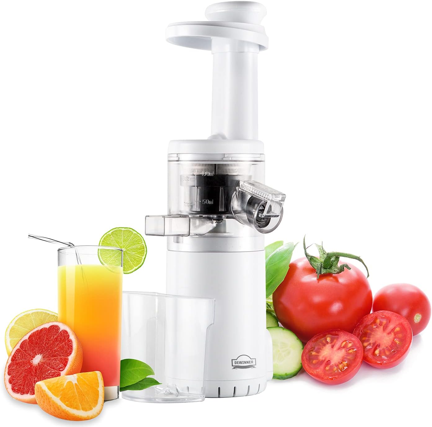 Slow Juicer, DEWINNER MINI Cold Press Masticating Juicer Machine,Quiet Motor with Reverse Function BPA Free, Compact Size Extractor