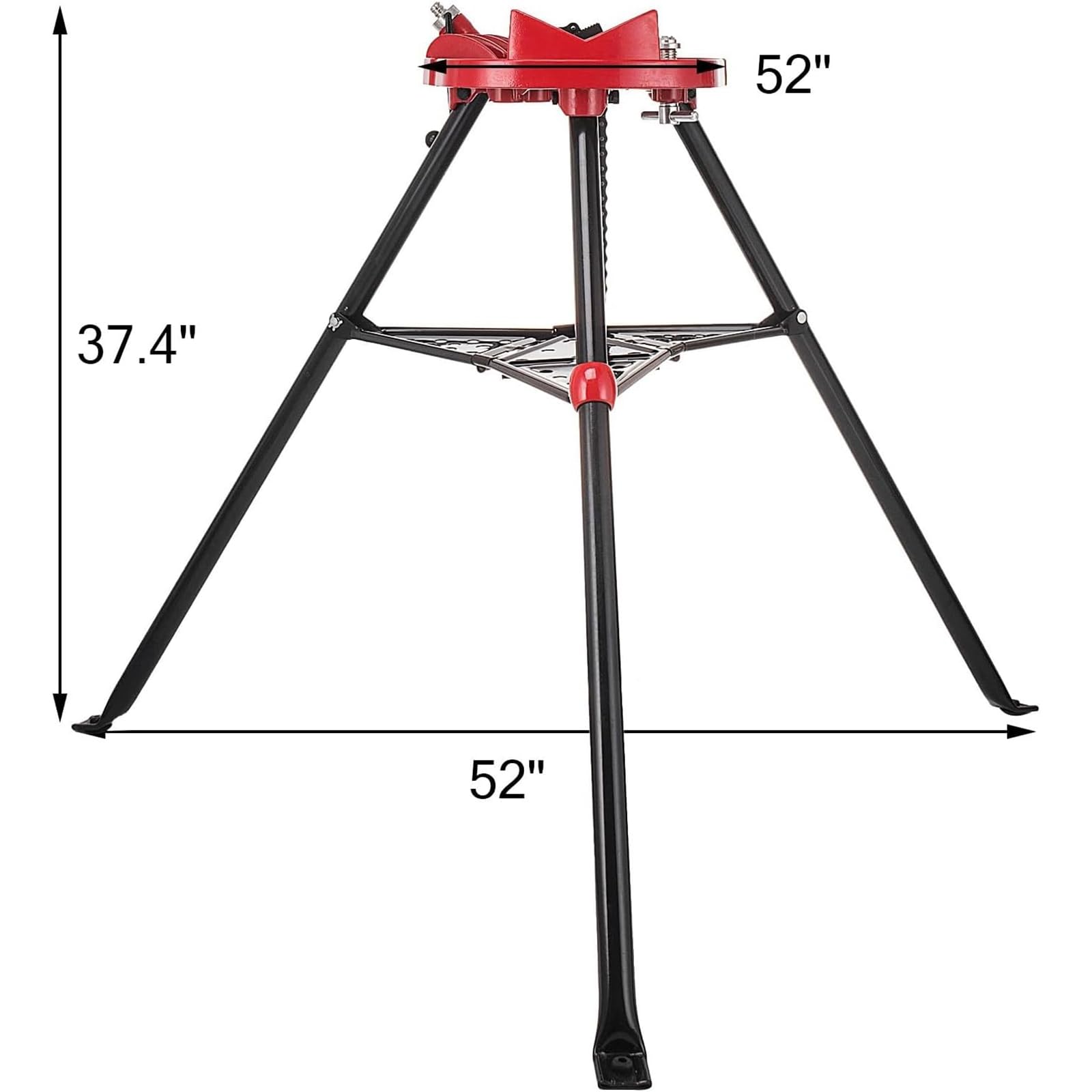Statyw Do Imadła łańcuchowego, Trójnóg, Do Rur O średnicy 1/8"-6" | Imadło łańcuchowe trójstanowiskowe, do prac hydraulicznych, z przenośnymi składanymi nogami stalowymi i tacką na narzędzia