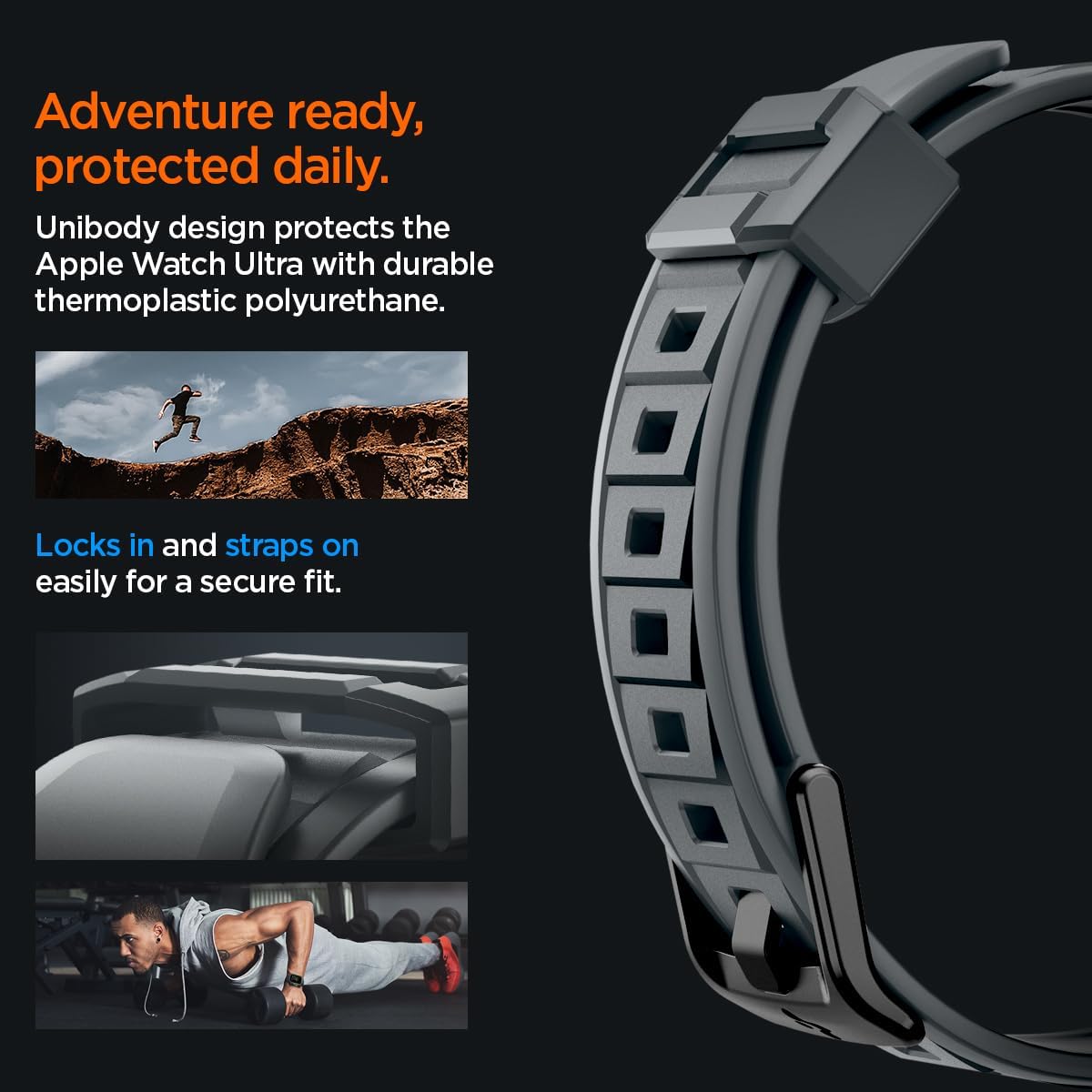 Spigen for Apple Watch Band with Case, Rugged Armor Pro Compatible with Ultra 3/2/1 49mm, Series 11/10 46/42mm, 9/8/7 45/41mm, SE3/SE2/SE/6/5/4 44/40mm Cover Strap