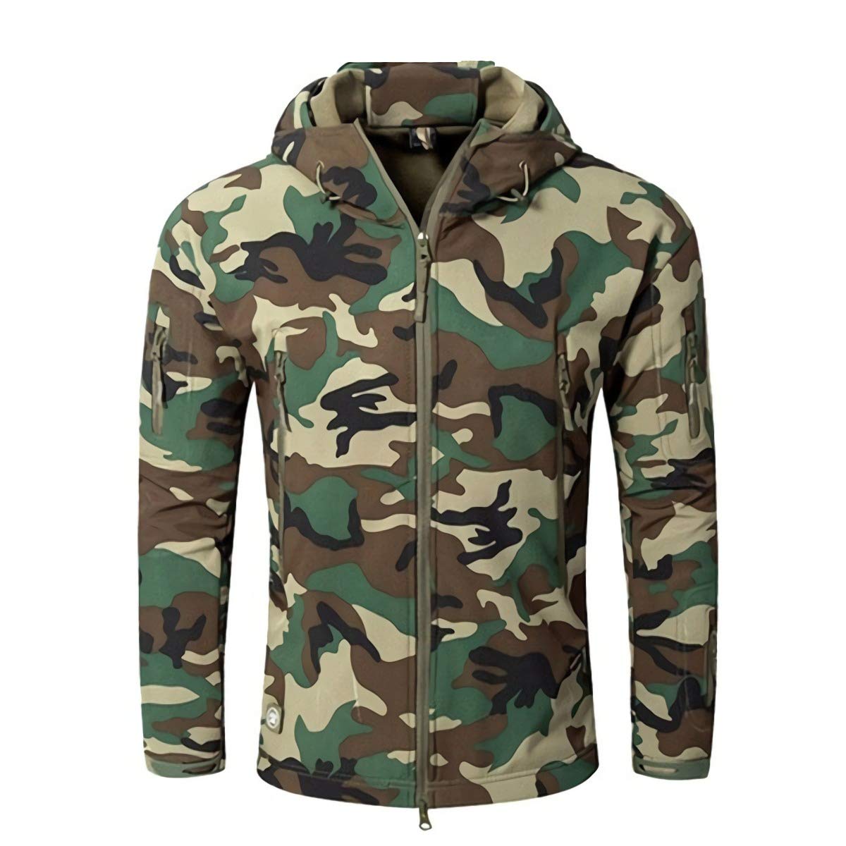 Lilychan Men’s Military Soft Shell Tactical Jacket Outdoor Sports Hunting Army Waterproof Outerwear Coat (Large, Jungle Camouflage)