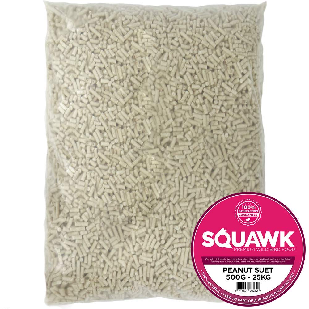 SQUAWK Peanut Suet Pellets - Mangime per Uccelli Selvatici di Alta Qualità per Tutte le Stagioni del Giardino (20kg)