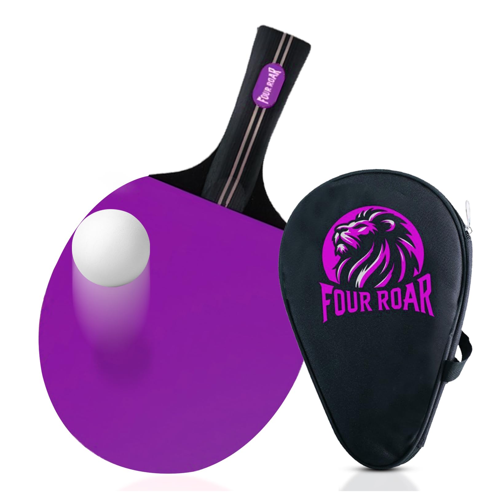 Pala Ping Pong Rosa con 7 Capas | Raqueta Ping Pong para Jugadores de Todos los Niveles | Incluye 1 Funda para Guardar la Pala y 1 Pelota
