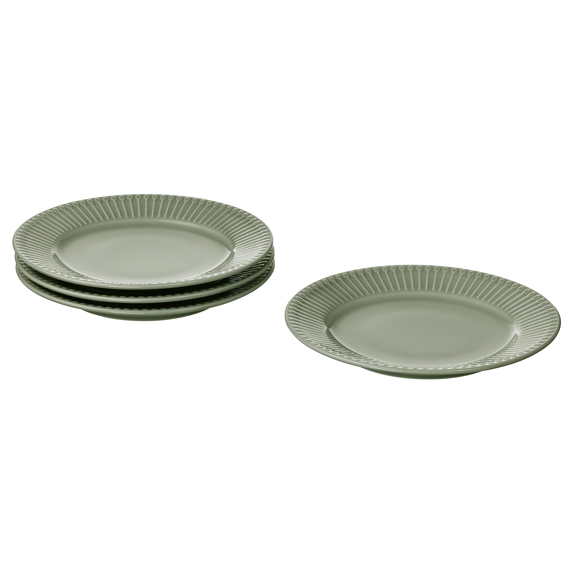 Assiette à dessert STRIMMIG vaisselle en grès gris pâle-vert 21 cm pour cuisine moderne