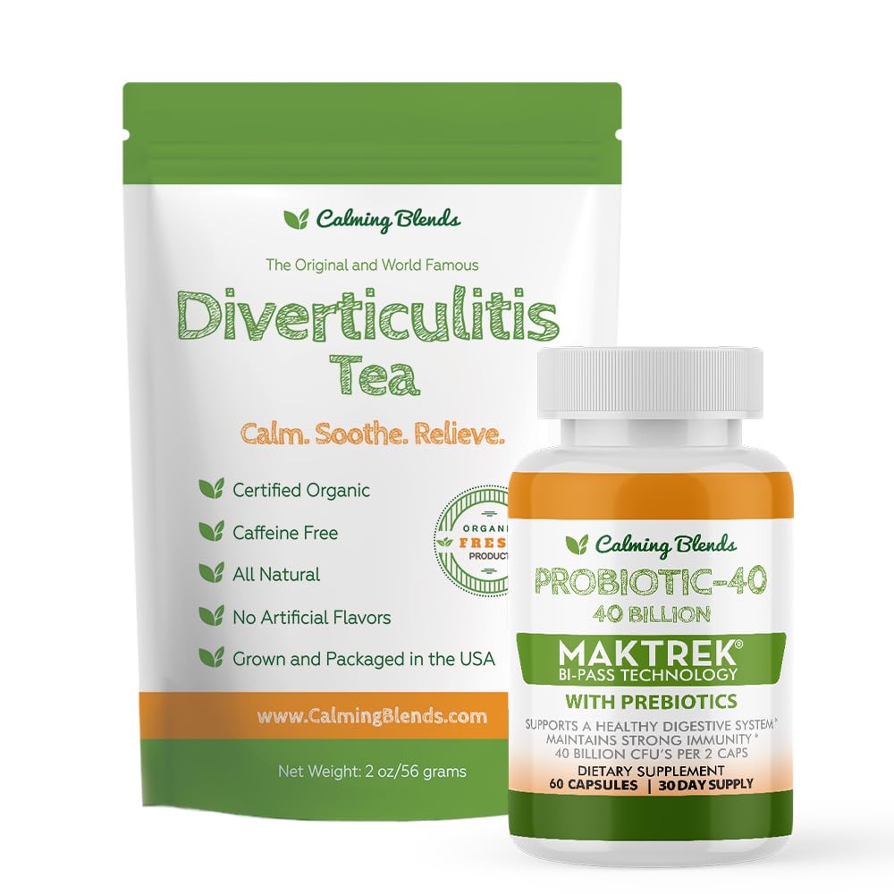 Diverticulitis Tea and Probiotic (40 Billion CFU per Serving, 60 Capsules) Supports Digestive Health