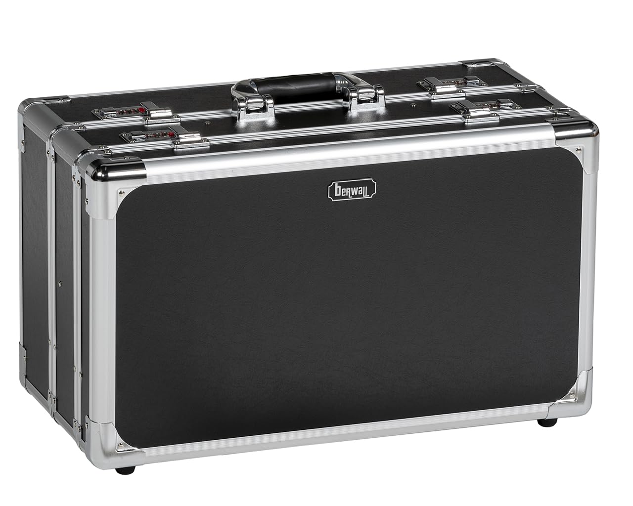 FC 053 Twin Transportkoffer, Professioneller Doppel-Kurzwaffenkoffer, Schwarz, Aluminium-Rahmen mit Zahlenschlössern, Transportkoffer für Waffen, Munition, Messgeräte, Muster, Musikinstrumente