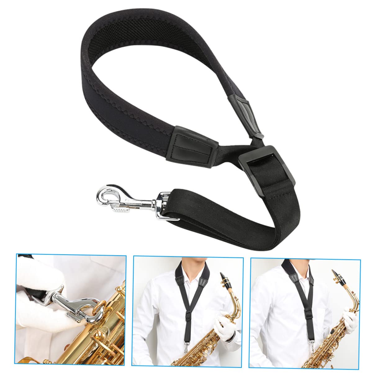 Abaodam 3pezzi Regolabile Per Saxofono Tracolla Comfort Per Tenore e Soprano Gancio Per Musicisti