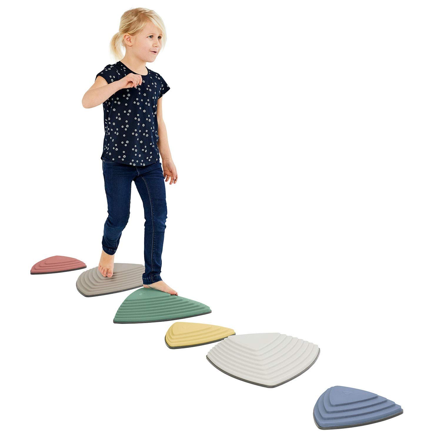 Gonge - NORDIC Flusssteine zur Förderung von Balance, Motorik & Koordination - rutschfeste Balanciersteine für Kinder & Erwachsene - 6-teiliges Stapelsteine Set für Schulen, Kitas & Therapiezentren