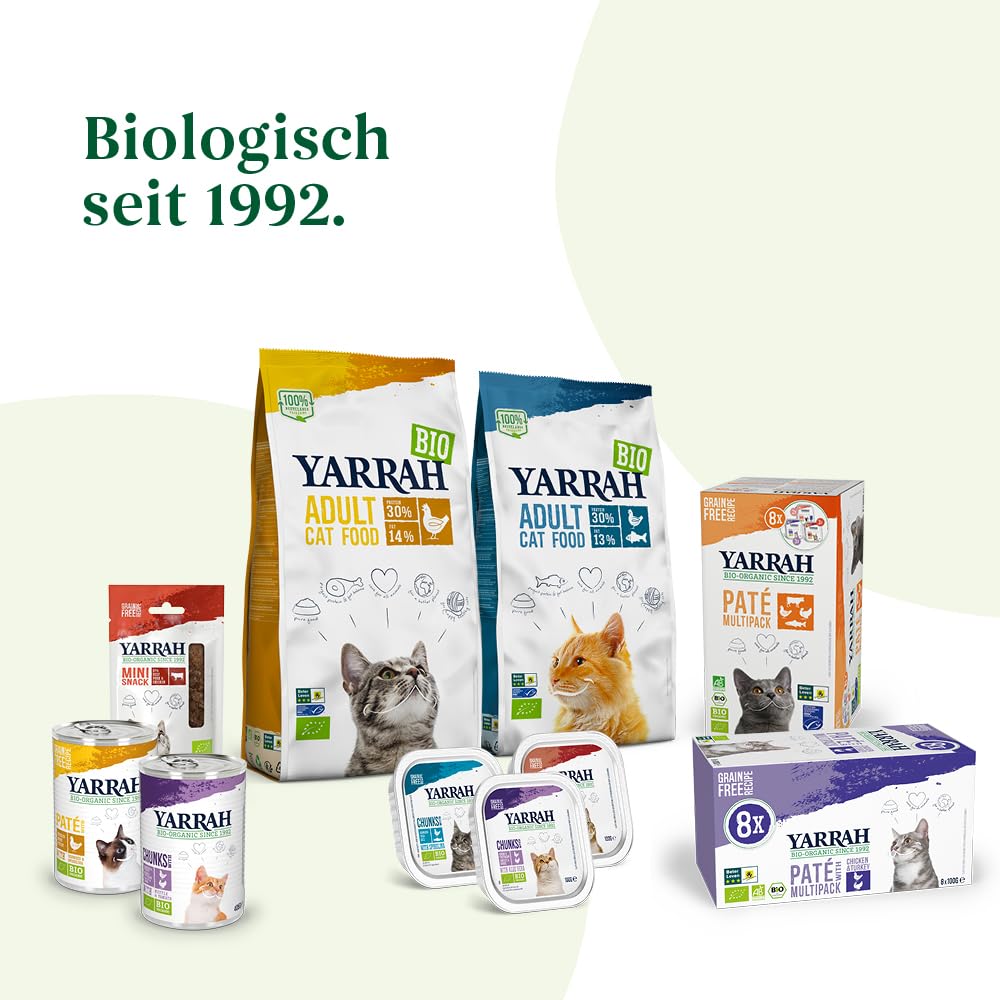 Yarrah Bröckchen Huhn Truthahn 100g Bio Katzenfutter, 16er Pack (16 x 0.1 kg)