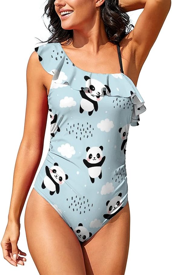 Amazon Com Tecc Cute Panda One Piece Women Swimsuit Training Athletic Swimwear Bathing Suits For Women Sports Outdoors