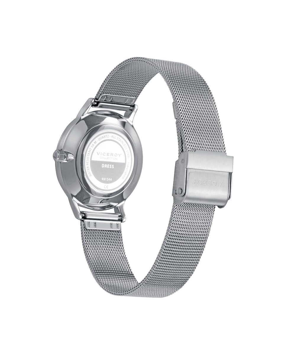 Viceroy Reloj Mujer Elegante para Vestir de Acero Inoxidable - 33 mm - Movimiento de Cuarzo - Bisel Dorado - 401344