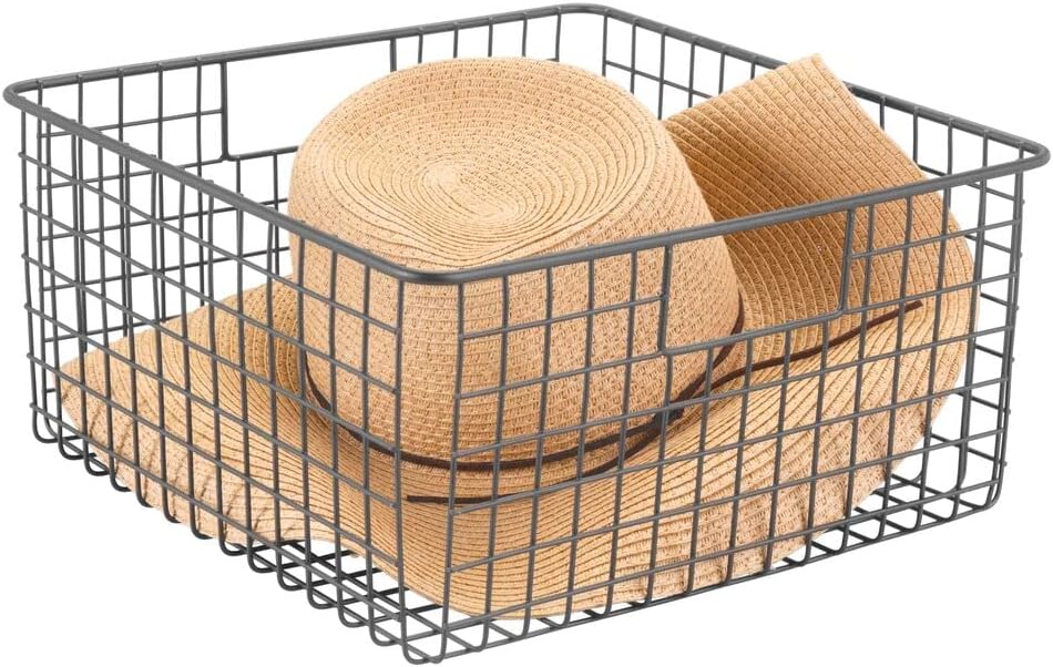 ❤ Crazy Deals mDesign Farmhouse Decor Metal Wire Closet Storage Bin Baskets with Handles for Organizing Closets, Shelves, and Cabinets in Bedrooms, Bathrooms, Entryways, Hallways - 4 Pack - Graphite Gray Super Brands mDesign Farmhouse Decor Metal Wire Closet Storage Bin Baskets with Handles for Organizing Closets, Shelves, and Cabinets in Bedrooms, Bathrooms, Entryways, Hallways - 4 Pack - Graphite Gray