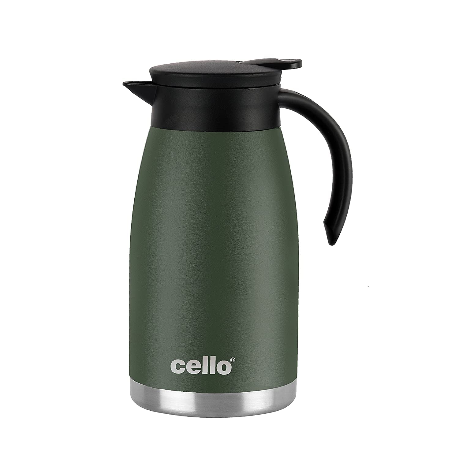 Cello Duro Pot | Hot and Cold Flask | Vacuum Insulated Teapot | Durable DTP Coating |Vacuum Insulated Bottle for Travel, Home, Office, School | 1100ml, Green