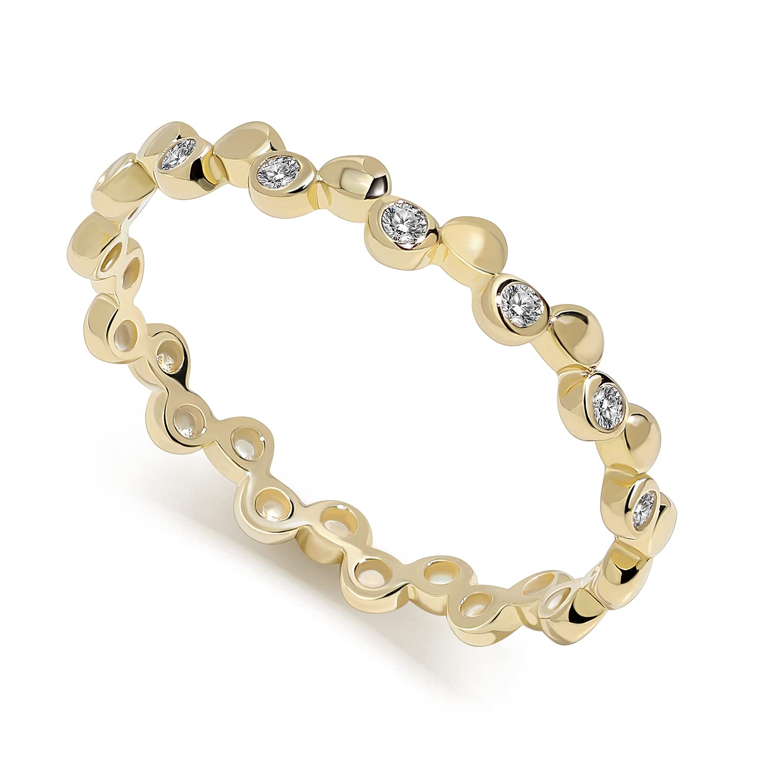 Meissa Gold Plissee Ringe Zirkonia Band Gold Ringe für Frauen Diamant Stapelbar Ehering 925 Sterling Silber Freundschaftsringe