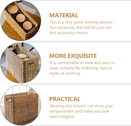 Miniatura 9 de Angoily Cesta tejida para revistas, 14.96 x 10.23 x 5.9 pulgadas, contenedor de almacenamiento de hierba marina para organización y decoración del