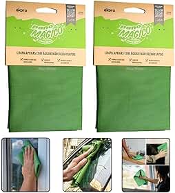 Ákora Pano Limpa Vidro Mágico Ecológico 40x40cm Poliéster e Poliamida Verde - Limpa Só com Água