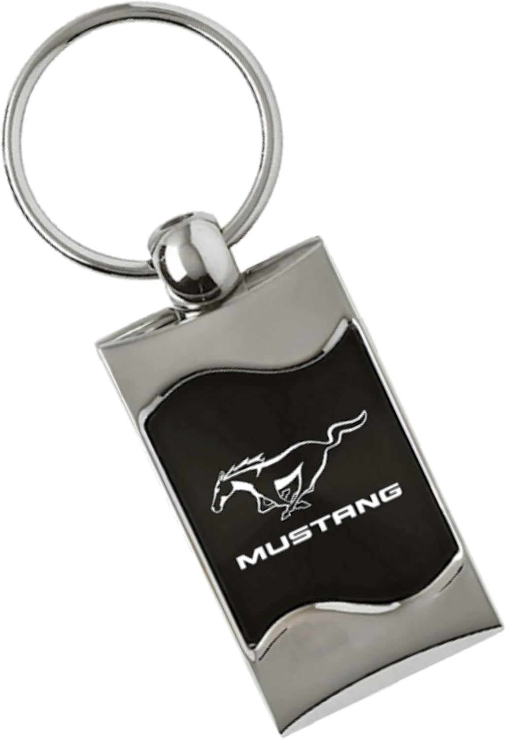 AU-TOMOTIVE GOLD INC. Officially Licensed Rectangular Wave Key Fob for Mustang (Black)