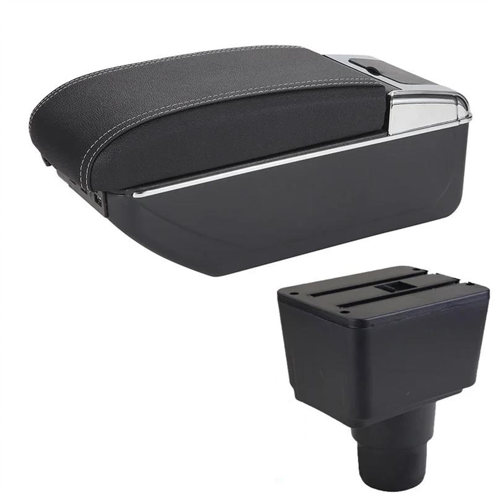 NOHEEU Car Armrest Box Accessories Interior Details Retrofit Storage For EcoSport 2018-2021(B3 Black white 7USB)