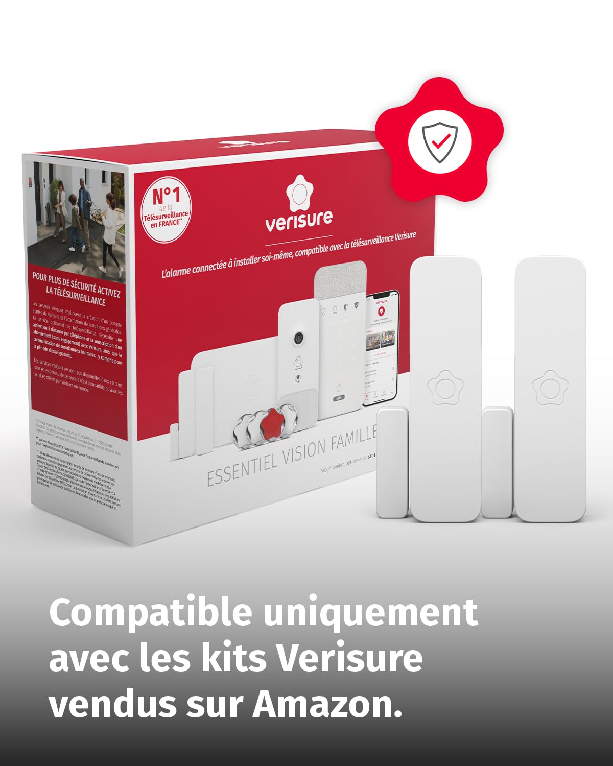 Accessoire certifié Verisure, Détecteur de Choc, Alarme Maison, Pack de 2, Compatible Kits DIY Uniquement