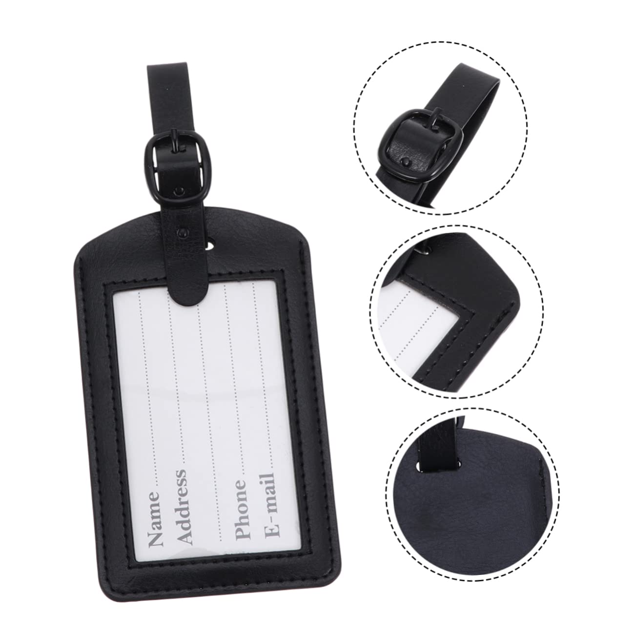 10pezzi Etichette Luggage Pu Per Viaggi Targhette Bagaglio Identificabili Design Resistente e Pratico Accessori Per Valigie Nero