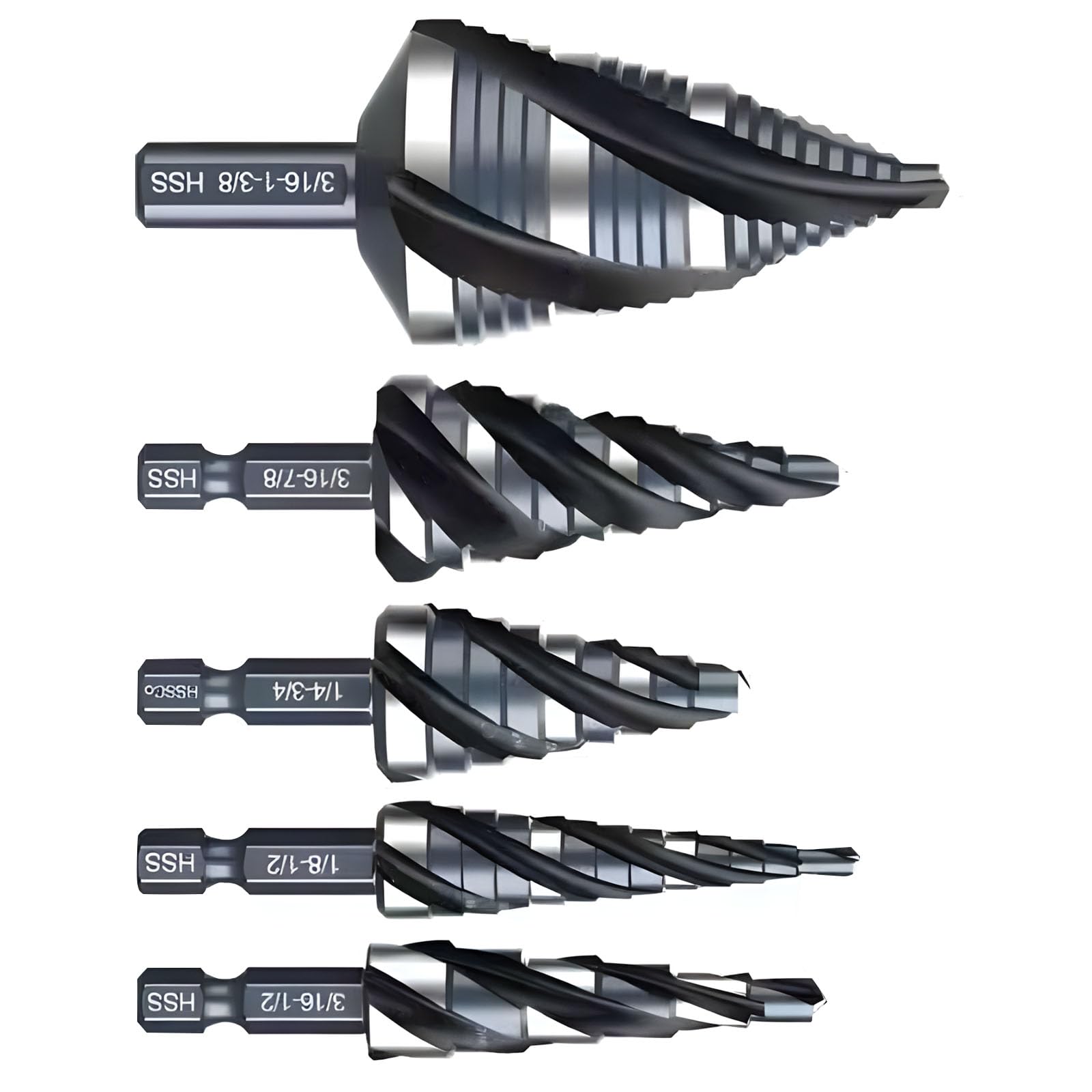 (Pack of 5) Permanent Steel Step Drill Divisions with Royal Dimensions and 4 Flutes Ensuring Consistent Drilling Execution Expert Drill