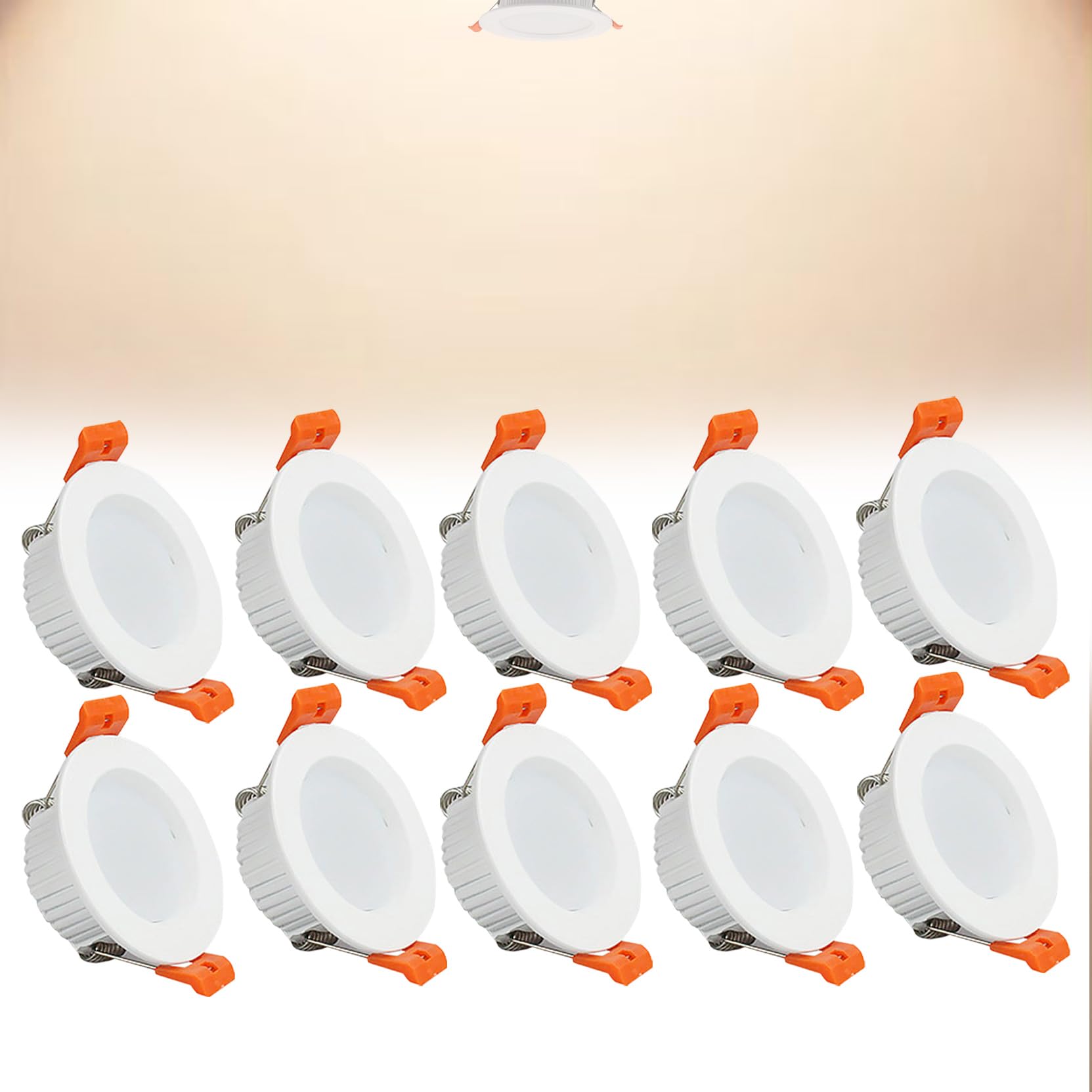 5W LED Recessed Ceiling Spotlights, 4000K Neutral White Ultra Slim Panel Light, Cut Φ70-75mm, AC110-240V Round Downlights for Living Room Office, 10 Pack